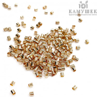1,3х1,2 мм, Кримпы (зажимные бусины), 2 гр цвет золото