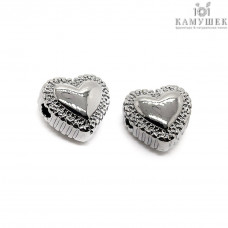 10*10,5мм,⌀отв 2мм, Цвет серебро, Бусина Сердце 