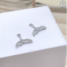10*10 мм, цвет серебро, Подвеска Хвост кита цирконы 