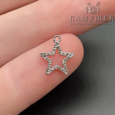 10*11,2мм Подвеска мини звезда контур фактурная, цвет серебро