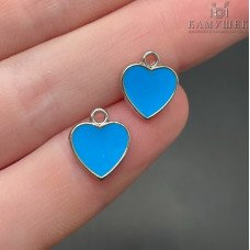 10*11мм Цвет серебро, Подвеска сердце голубая эмаль