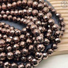 10 мм, Гематин имитация огранка круглая коричневый
