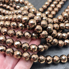 10 мм, Гематин имитация огранка круглая коричневый