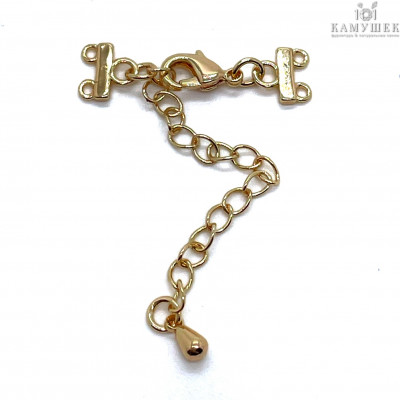 10 мм, Замок на 2 ряда с цепочкой, цвет золото 