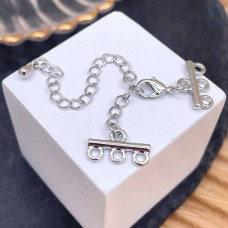 10 мм, Замок на 3 ряда с цепочкой, цвет серебро 