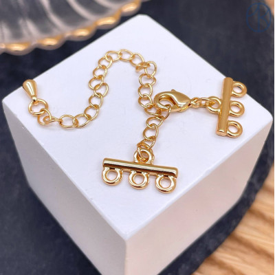 10 мм, Замок на 3 ряда с цепочкой, цвет золото 