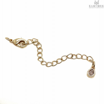 10 мм, Замок с цепочкой капля циркон, цвет золото