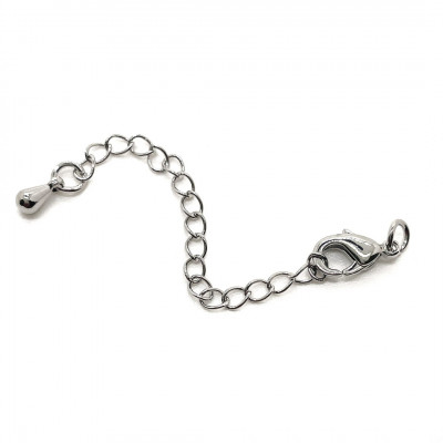 10 мм, Замок с цепочкой капля, цвет серебро