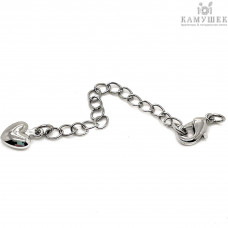 10 мм, Замок с цепочкой сердце, цвет серебро 10 мм, Замок с цепочкой сердце, цвет серебро