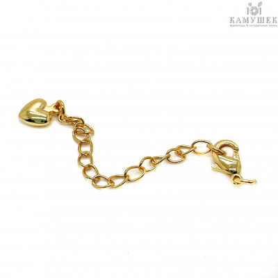 10 мм, Замок с цепочкой сердце, цвет золото