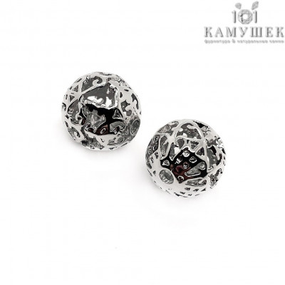⌀10мм, Цвет серебро, Бусина Шар, узор 