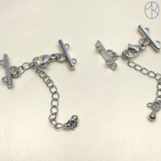 10мм Цвет серебро, Замок округлый на 2 ряда с цепочкой 