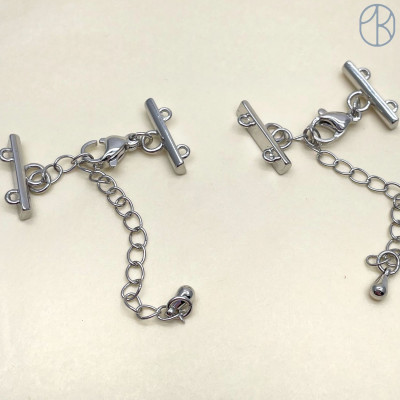 10мм Цвет серебро, Замок округлый на 2 ряда с цепочкой 