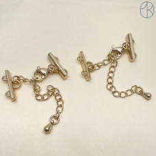 10мм Цвет золото, Замок округлый на 2 ряда с цепочкой 