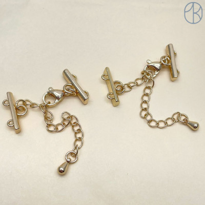 10мм Цвет золото, Замок округлый на 2 ряда с цепочкой 