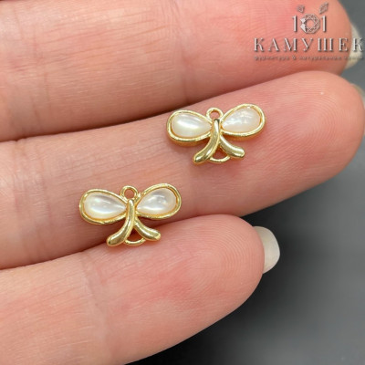 11,5*7мм Цвет золото, Коннектор Бабочка перламутр 