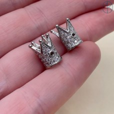11*7мм, цвет серебро ,Бусина Корона с цирконами