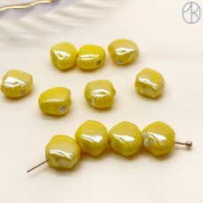 12*10 мм, Ракушка мини, керамика, цвет желтый
