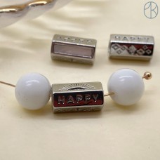12*6 мм, Цвет серебро, Бусина Happy