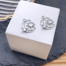 12,7*14,6 мм, Подвеска Луна солнце циркон, цвет серебро 