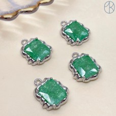 12,7*16мм цвет серебро Подвеска зеленое сахарное стекло CDNE122