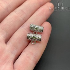 12*9 мм Цвет серебро, Бейл широкий узор №1 неразъемное кольцо