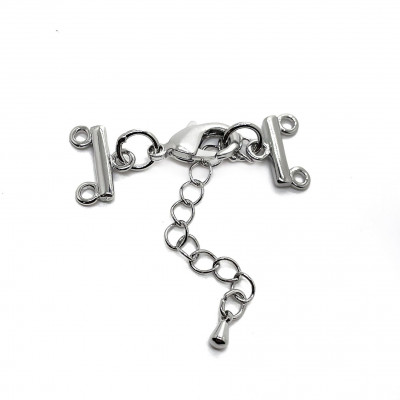 12 мм, Замок на 2 ряда с цепочкой, цвет серебро 