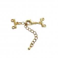 12 мм, Замок на 2 ряда с цепочкой, цвет золото 