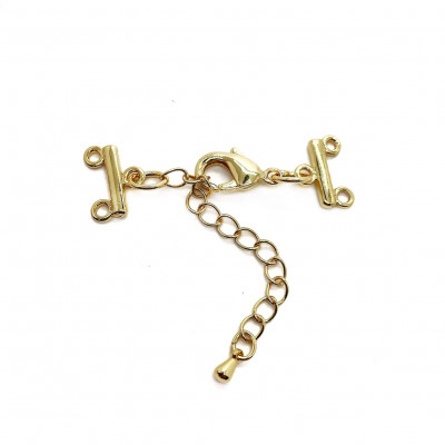 12 мм, Замок на 2 ряда с цепочкой, цвет золото 