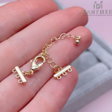 12 мм, Замок на 3 ряда с цепочкой, цвет золото 