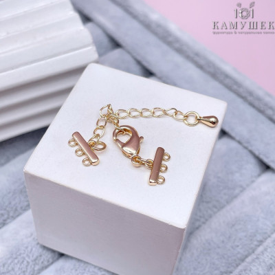 12 мм, Замок на 3 ряда с цепочкой, цвет золото 