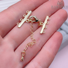 12 мм, Замок на 4 ряда с цепочкой, цвет золото 