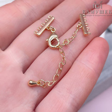 12 мм, Замок на 5 рядов с цепочкой, цвет золото 