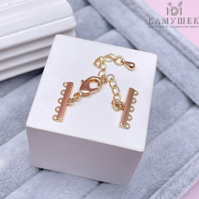 12 мм, Замок на 5 рядов с цепочкой, цвет золото 