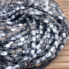 12х6 мм, Гематин прямоугольник волна темное серебро 