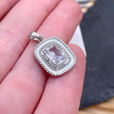13*16 мм, Цвет серебро, Подвеска Прямоугольник циркон, эмаль