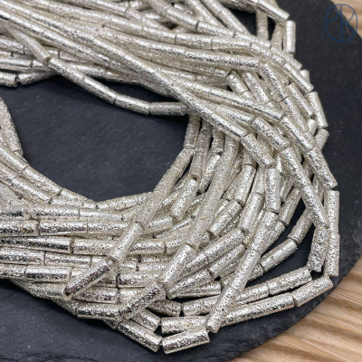 13х4 мм, Лава Вулканическая трубочки светлое серебро