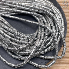 13х4 мм, Лава Вулканическая трубочки темное серебро