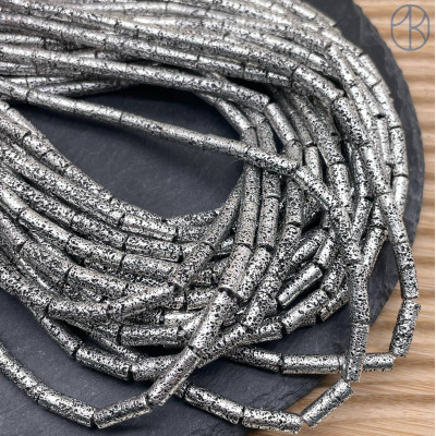 13х4 мм, Лава Вулканическая трубочки темное серебро