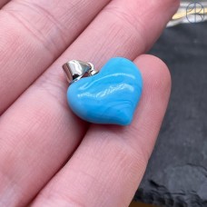 14 мм, цвет серебро, Подвеска сердце голубая эмаль