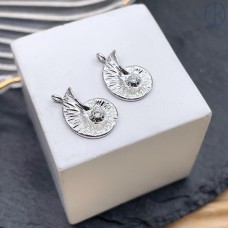 15*10 мм, Подвеска ракушка циркон, цвет серебро