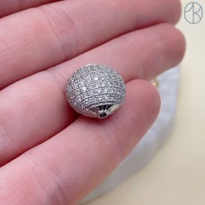 15*9 мм Цвет серебро, Бусина плоская стразы