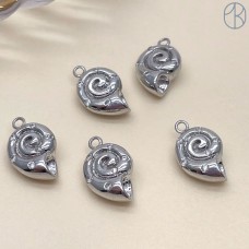 15*9 мм, Подвеска ракушка мини цирконы, цвет серебро