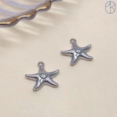 15 мм, Подвеска морская звезда циркон, цвет серебро