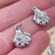 16*12 мм, Подвеска ракушка с морской звездой, цвет серебро