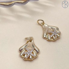 16*12 мм, Подвеска ракушка с морской звездой, цвет золото