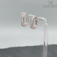 16*3,5 мм Цвет серебро, Швензы Конго Прямоугольник с цирконами