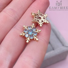 16,4*14 мм Цвет золото, Подвеска Снежинка голубые цирконы