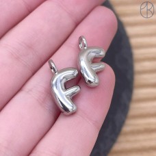 18 мм, Цвет серебро, Буква объемная F