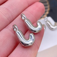 18 мм, Цвет серебро, Буква объемная J